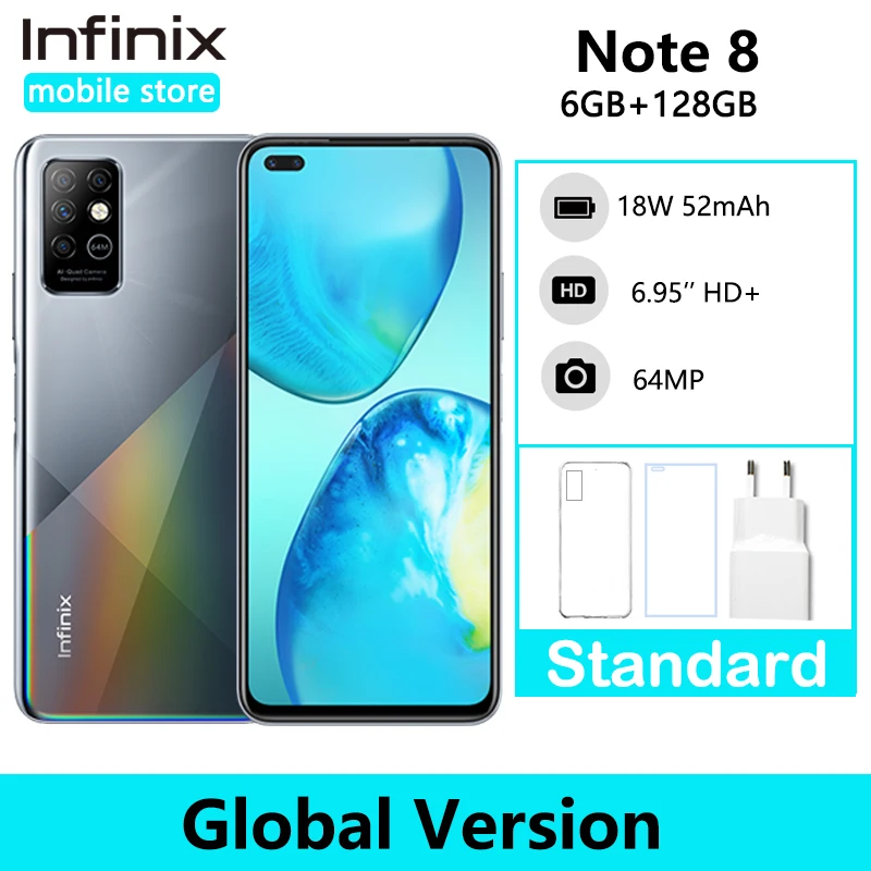 Infinix Note 8 6 ГБ 128 глобальная Версия Мобильный телефон 95 ''HD + Дисплей 5200 мА/ч