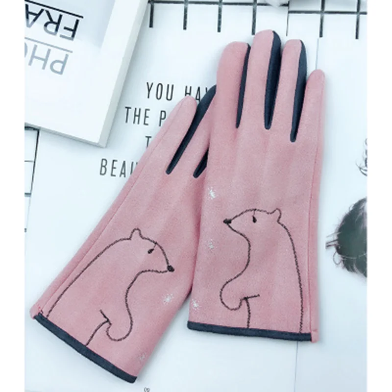 Женские бархатные перчатки для вождения толстые теплые замшевые варежки с