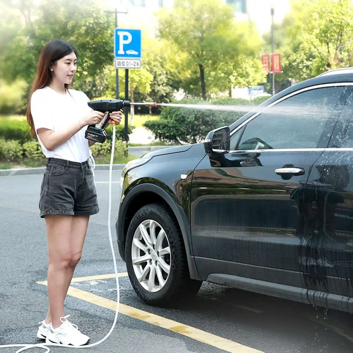 Скидка Беспроводной водяной пистолет высокого давления 20000 мАч для автомойки, портативный пеногенератор для аккумулятора Makita