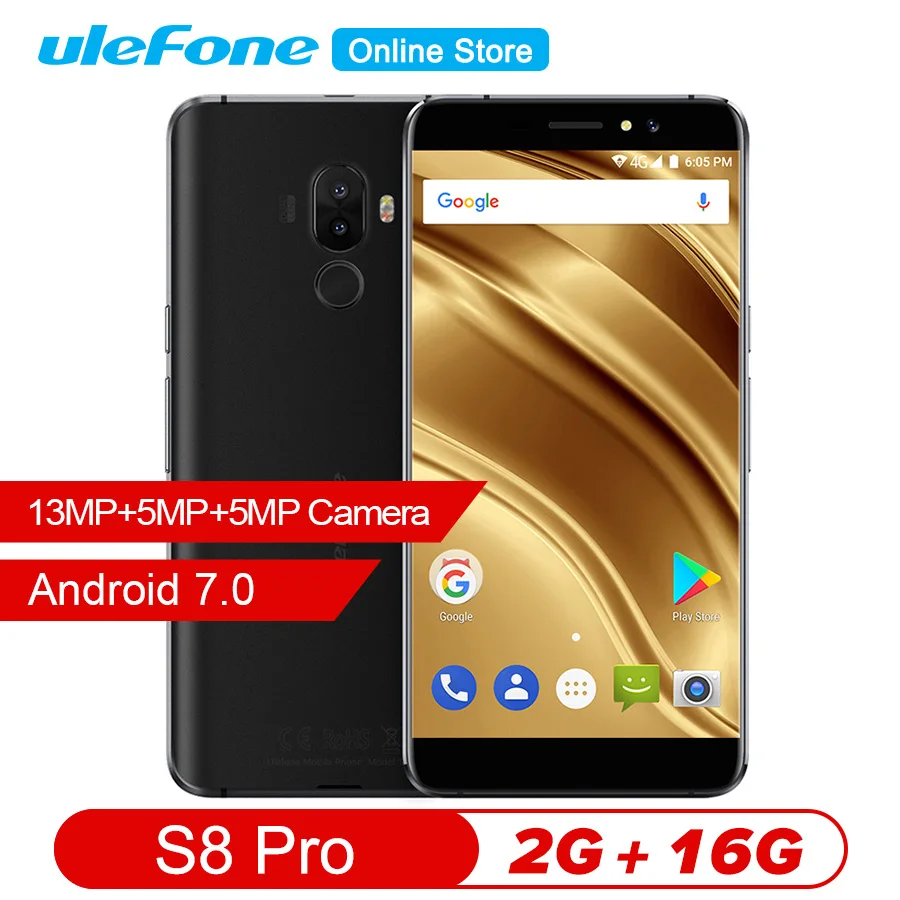 Ulefone S8 Pro две задние камеры Android 7 0 MTK6737 четырехъядерный 5 3 ''HD 13MP 2 Гб ОЗУ 16 ПЗУ 3000