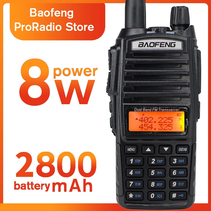Портативная рация Baofeng UV 82 8 Вт двусторонняя с наушниками 136 174/400 520 МГц FM CB