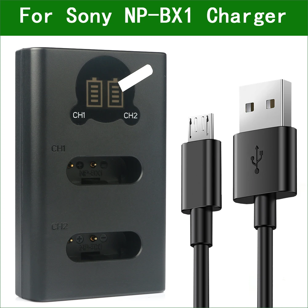 

NP-BX1 NP BX1 NPBX1 Dual USB Battery Charger for Sony HDR- AS10 AS100V AS15 AS20 AS200V AS30 AS300 AS50 AS50R Action Cam