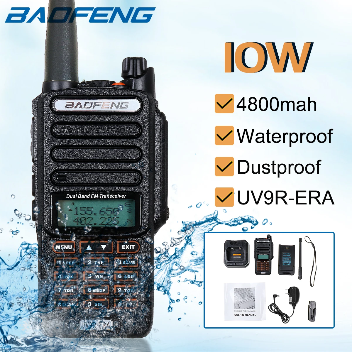 Baofeng UV9R-ERA портативная рация, профессиональная радиостанция, приемопередатчик VHF UHF, портативное радио 15 км, диапазон разговора 4800 мАч - Цвет: Цвет: желтый