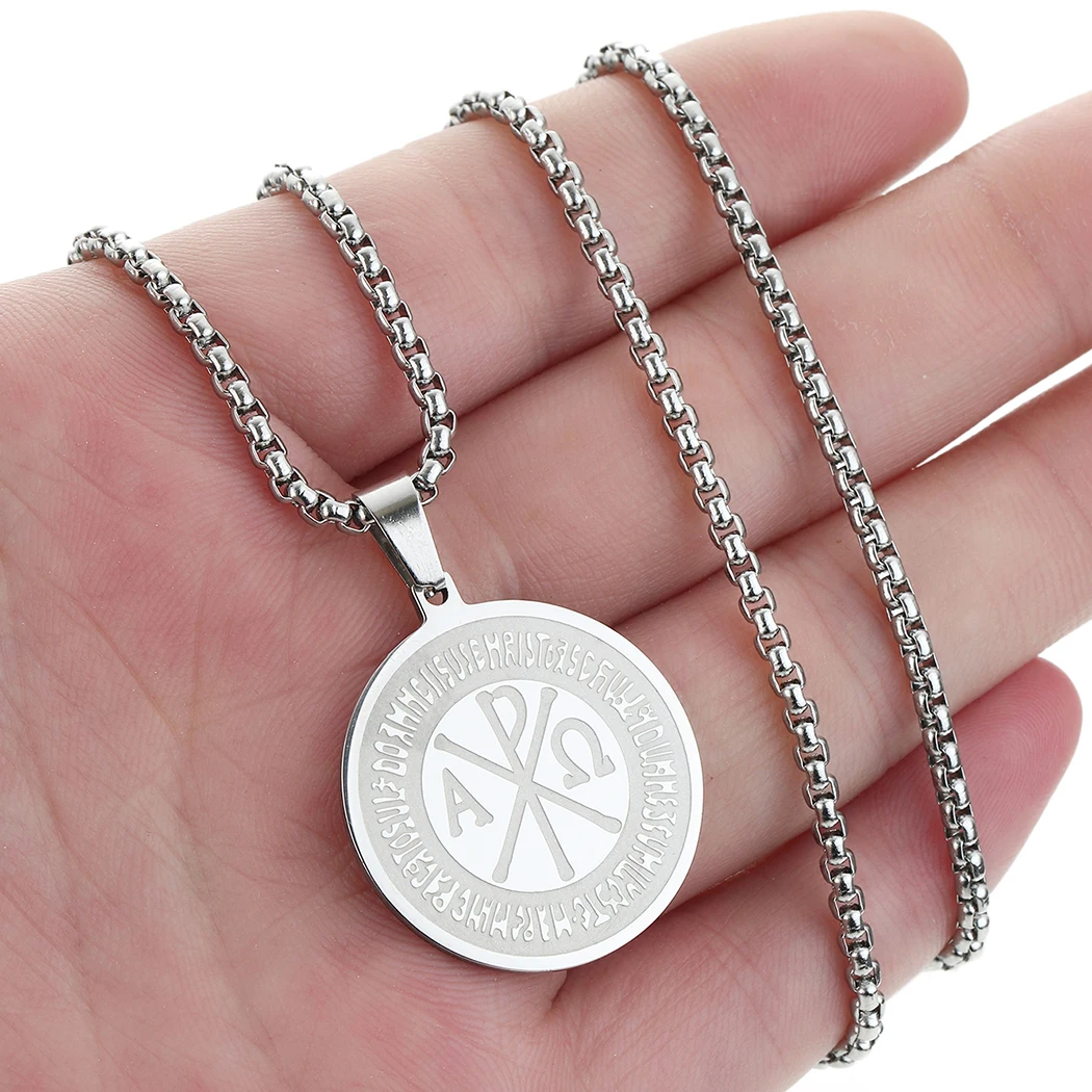 

2022Now necklace Amulet Pendant Chi Rho Constantine Cross fos Pendants Stainless Steel Symbol of Life Disc Necklaces Jewelry
