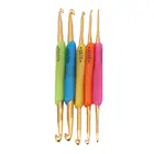 Силиконовые ручки, золотые Двойные Алюминиевые крючки для вязания, спицы для рукоделия, набор инструментов для вязания, цветной пластик, алюминий для вязания крючком