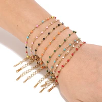 1pcs stainless steel goldsteel tone beaded chain bracelet colorful enamel satellite beads bracelet fashion women gifts