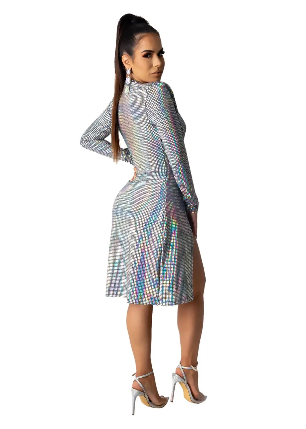 2020 женское весеннее мини зимнее платье с длинным рукавом и v-образным вырезом