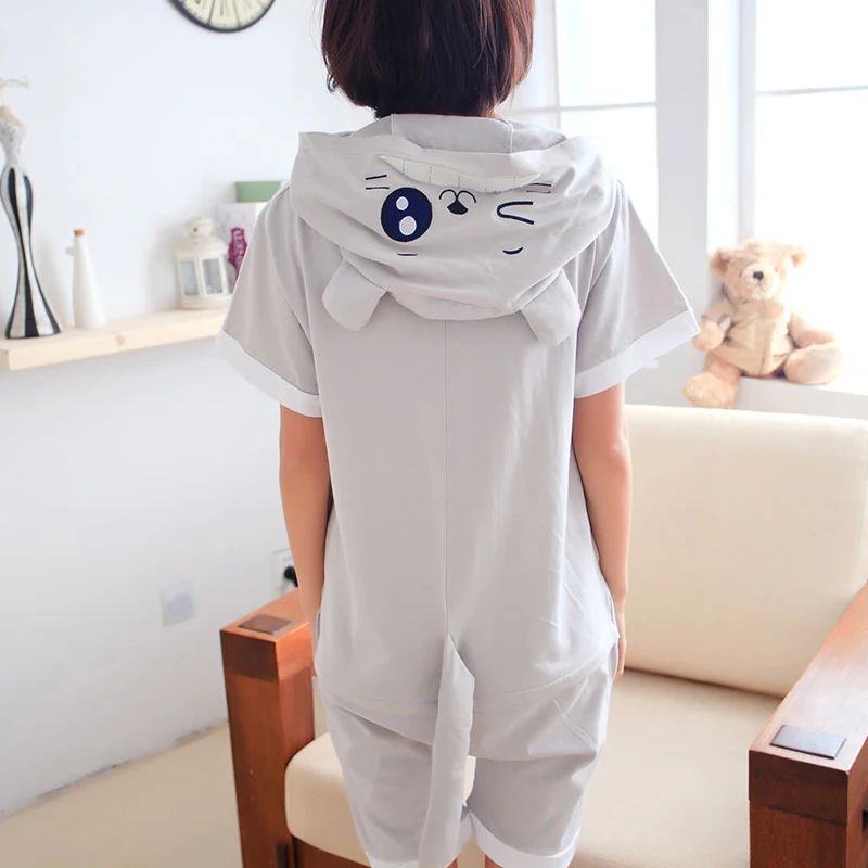Женская пижама Kigurumis Хлопковая комбинезон с коротким рукавом и изображением