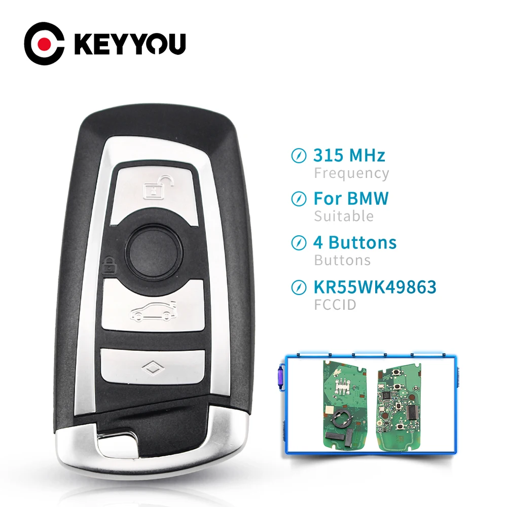 KEYYOU умный ключ автомобильный дистанционный KeylessGo 4 кнопки 315/433/868 МГц Fob KR55WK49863 для
