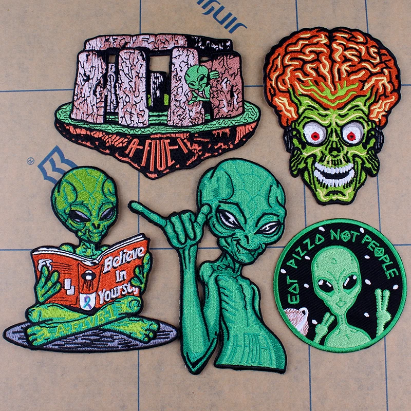 Pulaqi мультфильм Чужой патч НЛО ткани патчи вышитые для аппликация на одежду в