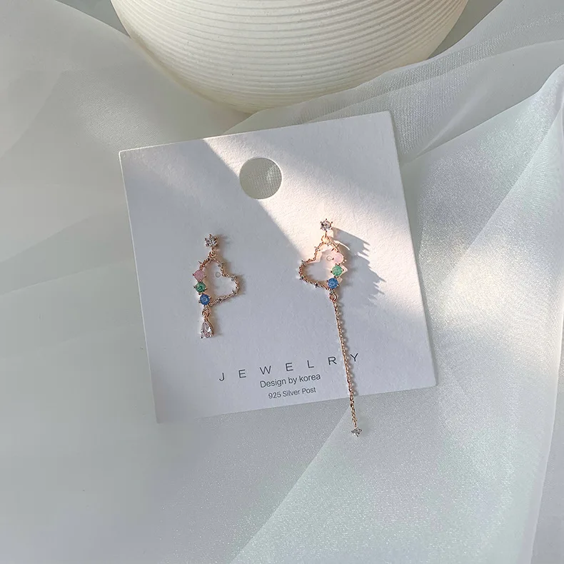 Элегантные асимметричные серьги в форме сердца для женщин милые подвесные