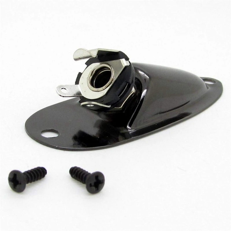 

Black Boat Style 1/4Inch Guitar Pickup Output Input Jack Plug Socket for Fd Strat & Black Standard Tremolo Bridge Set