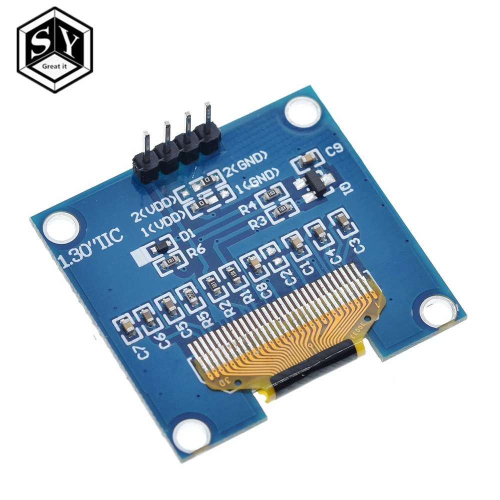 Здорово 1 шт. 4PIN 1," O светодиодный модуль белый/синий цвет 128X64 1,3 дюймов O светодиодный ЖК-дисплей светодиодный Дисплей модуль 1,3" IIC I2C общаться