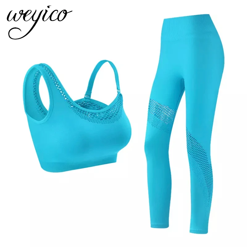 Yoga Set Women SportWear Seamless Fitness Suits Female Gym Clothing Legging One shoulder 2 pieces Workout Sport Clothes | Спорт и
