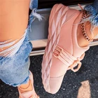 Кроссовки женские на шнуровке, повседневные прогулочные беговые туфли, Удобная Нескользящая спортивная обувь на плоской подошве для спортзала, летние