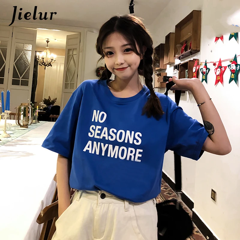 Jielur футболка с короткими рукавами для женщин новинка 2019 Харадзюку корейский