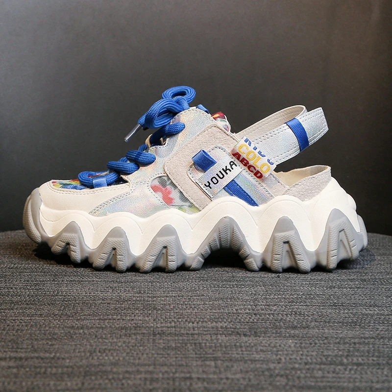 Женские массивные сандалии на платформе 4 см кожаные босоножки танкетке