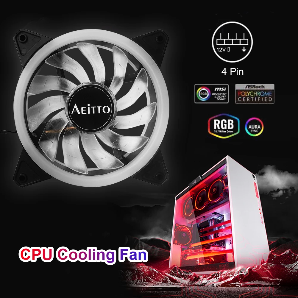 

Dual/Single Aperture 120mm 4 Pin PC Computer Case Cooling CPU Cooler Fan DC 12V Quiet Silent PWM Radiator Heatsink