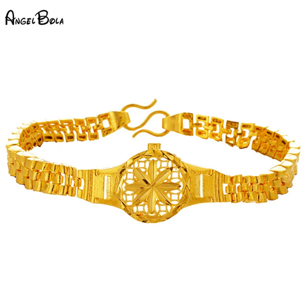 

High Quality Gold bracelet 24K Gold Waterproof Hand Watch Chain No Fade jewelry Bracelets Bangle For Women Jewelry Gifts