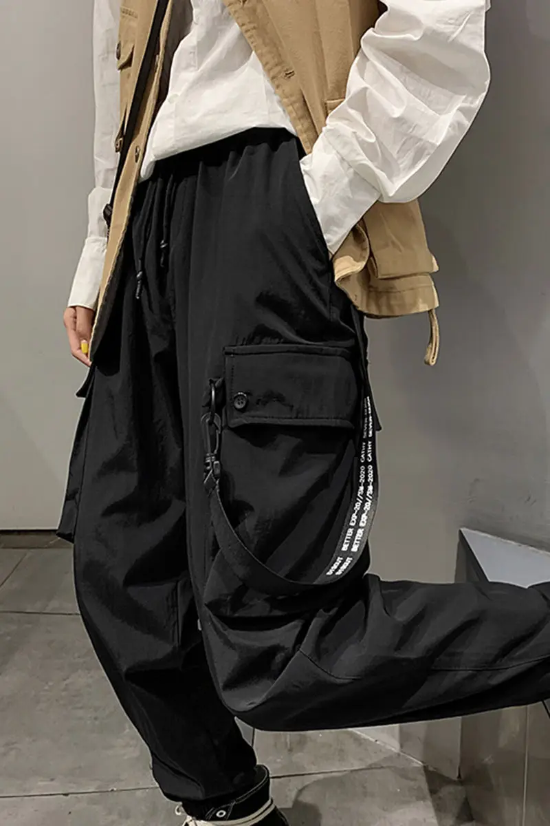 

2020 Spring And Autumn New Youth Popular Stitching Loose Large Size Large Pocket Overalls Fashion Casual Beam Pants M-5XL