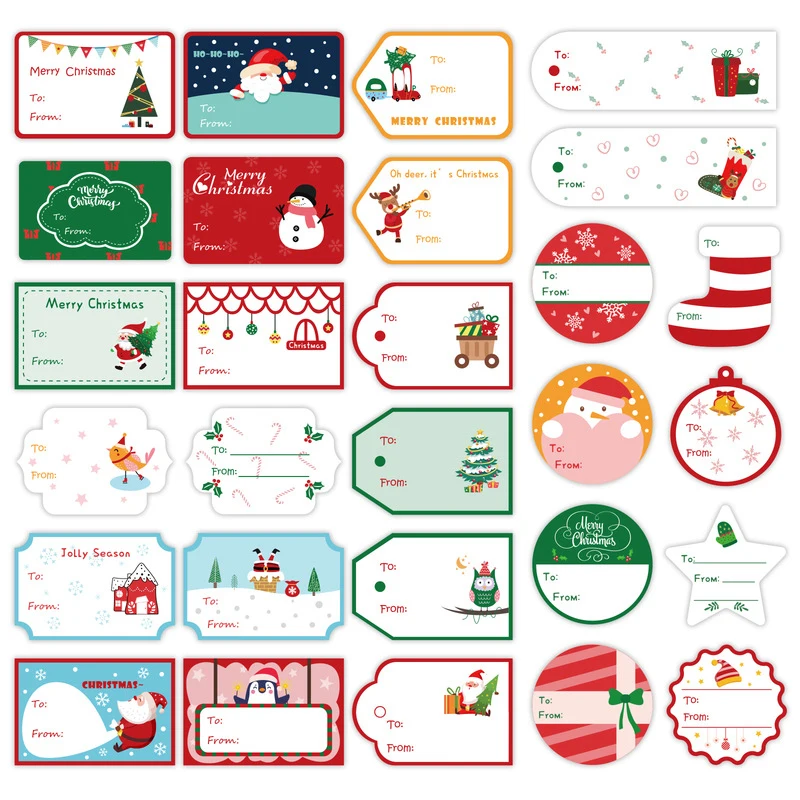 

Christmas Gift Tags Sticker 28Pcs For Gift Holiday Xmas Gift Greeting Tags Self Adhesive Xmas To and From Labels Stickers Tag