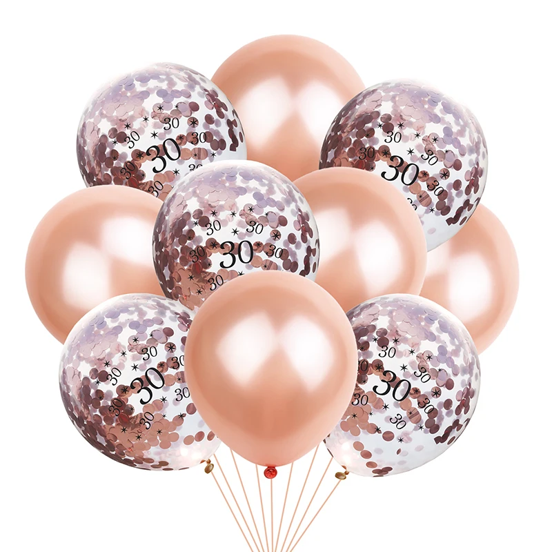 Розовое золото с днем рождения воздушные шары конфетти 30 40 50 60 70 День украшения
