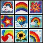 Новый декоративный ковер Raibow, искусственный ковер, Цветочная защелка, крючок, набор ковровых покрытий, вышивка крючком