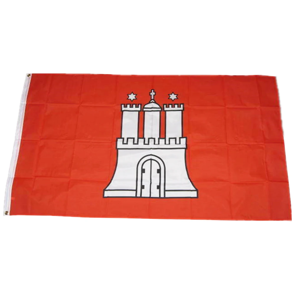 

Hot Sale Hamburg Jerman Jerman Bendera 3x5FT Banner 100D 150X90CM Polyester Kuningan Grommet Kustom Bendera