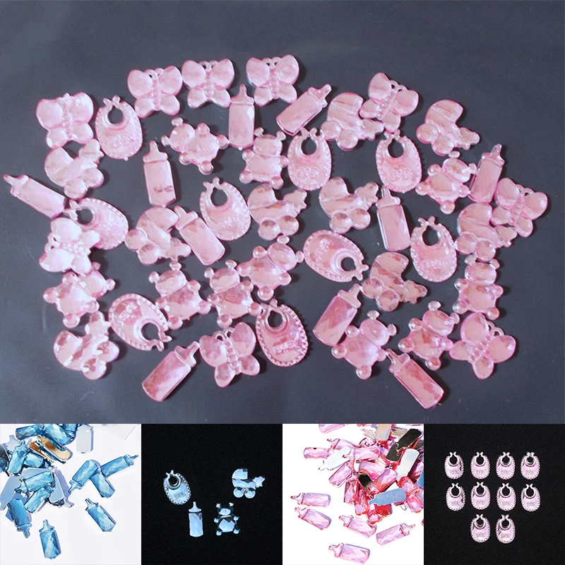50PCS Mixed Baby Shower Decoration Blue Pink Acrylic Party Decor Craft Wedding Home | Дом и сад