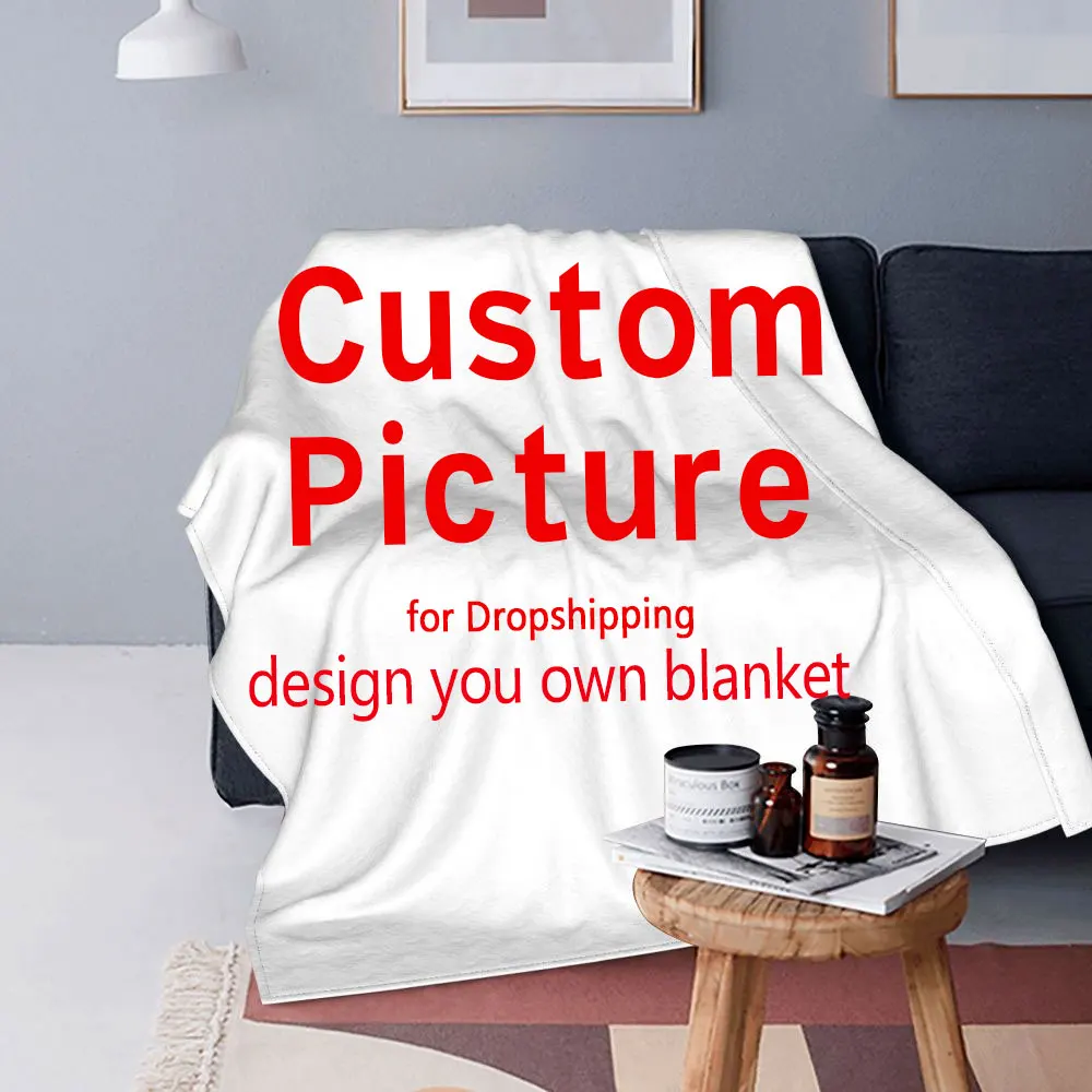 Custom Personalized Photo Fleece Customized DIY Print on Demand Dropshipping Lightweight Throw Blanket for Home Car Bedspreads
