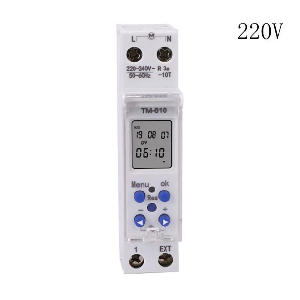 

SINOTIMER TM610 Programmable Timer Switch LCD Display 18mm Single Module Din Rail 220V External Trigger Switch