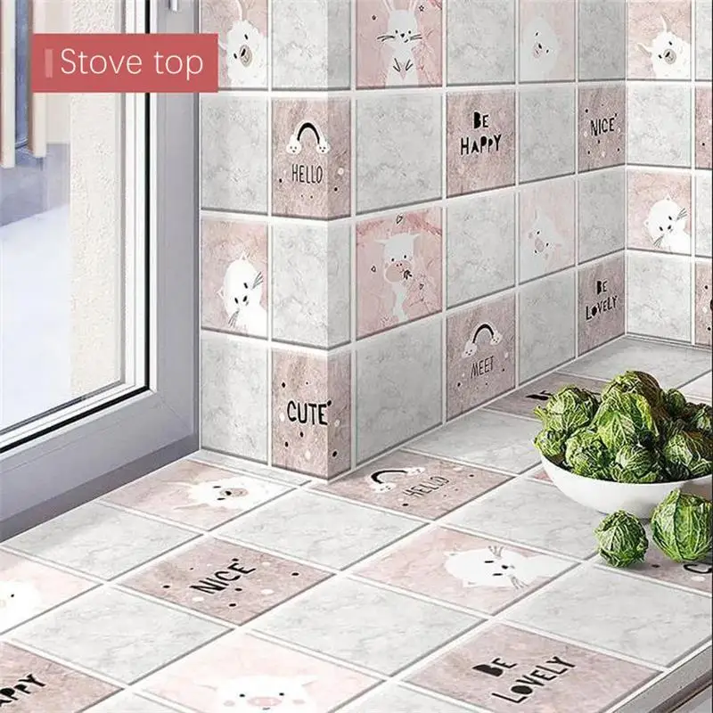 kitchen decor vinyl oil proof stickers fireproof high temperature wall stickers waterproof thickened self adhesive home decor free global shipping