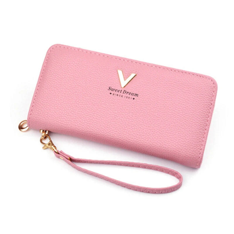 Кожаные женские кошельки на застежке, дамские сумочки, Женский кошелек-конверт, кошелек для денег, карт, ID, сумки, кошельки, карман на молнии, кошелек для монет