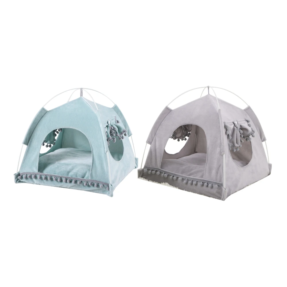 

New Style Pet Tent House Cat Bed Portable Teepee With Thick Soft Cushion Available For Dog Puppy Excursion Outdoor Indoor