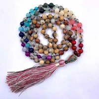 8mm chakra 108 beads tassel knotted necklace elegant chakra spirituality classic pray wrist yoga wristband cuff fancy handmade