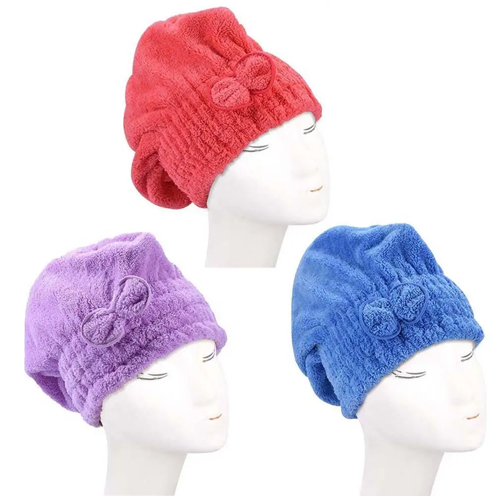 Эластичная водопоглощающая однотонная быстросохнущая шапочка для волос с