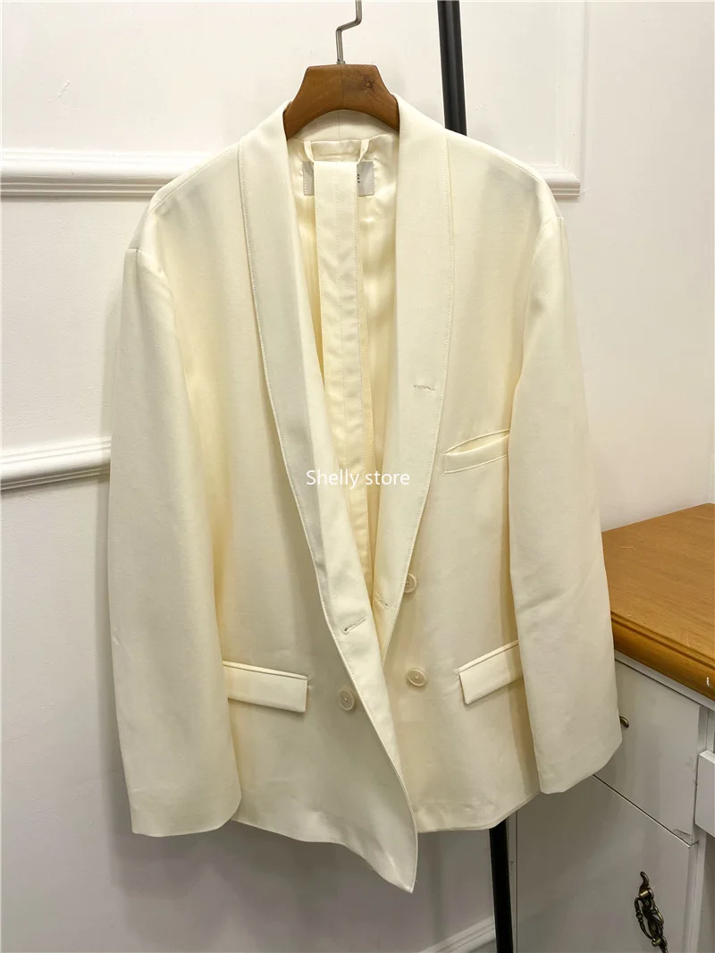 

Women Coat 2020 Autumn and Winter New Double-breasted Suit Women and Men All-match Straight Silhouette Jacket