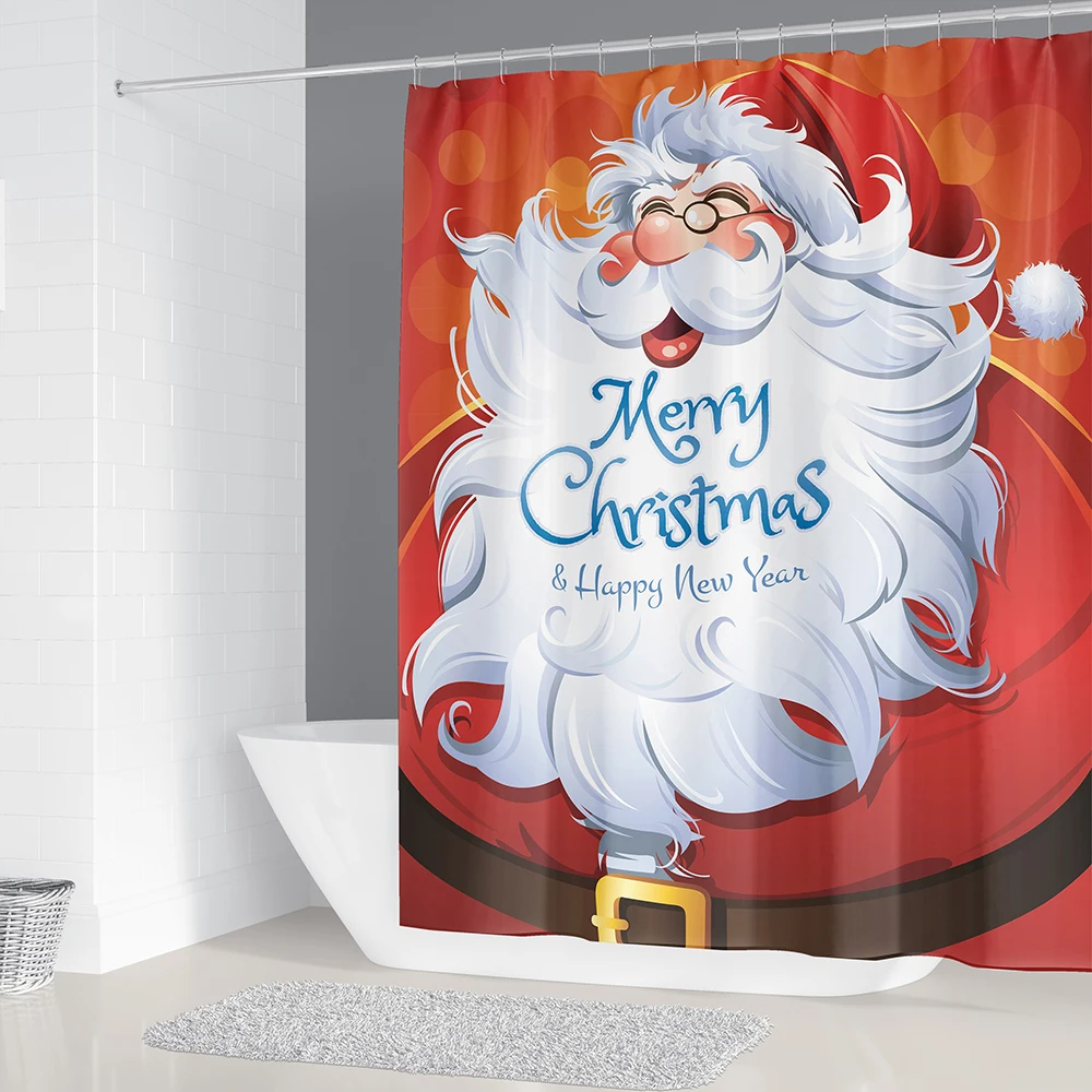 Набор для ванной с Санта-Клаусом отцом Рождественская ткань занавеска душа