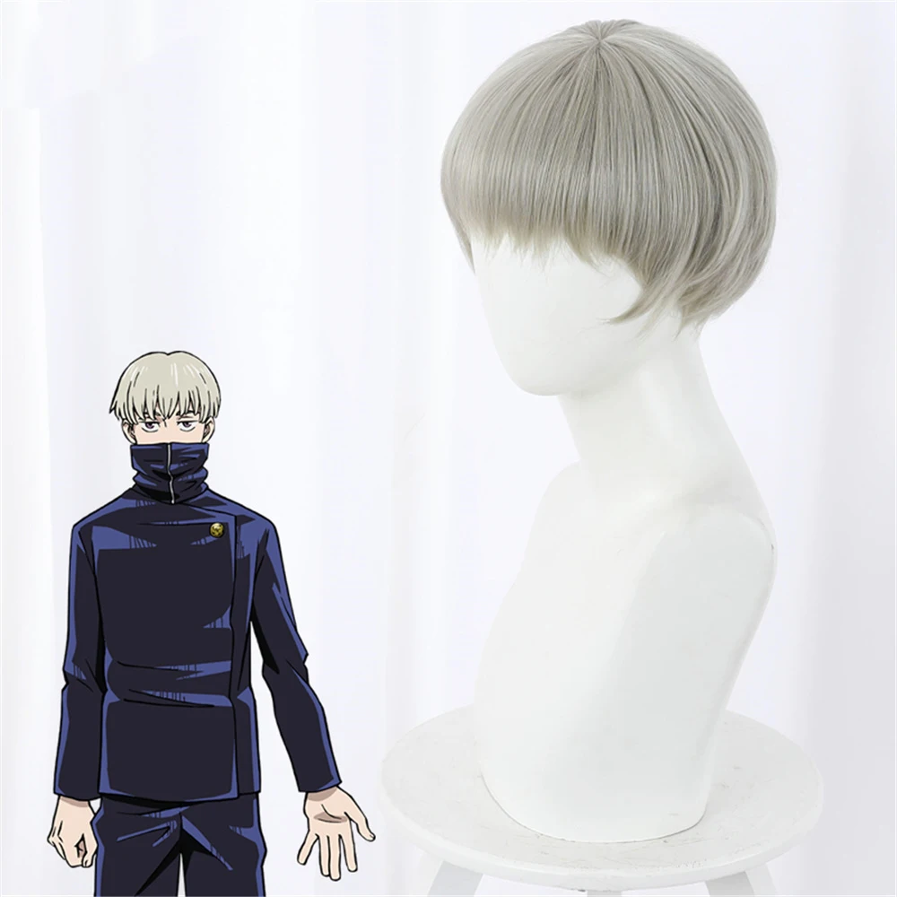 

Curses back combat dog curly spine dark brown suit short hair cos animation wig Cosplay hairwear Wig+Wig Cap