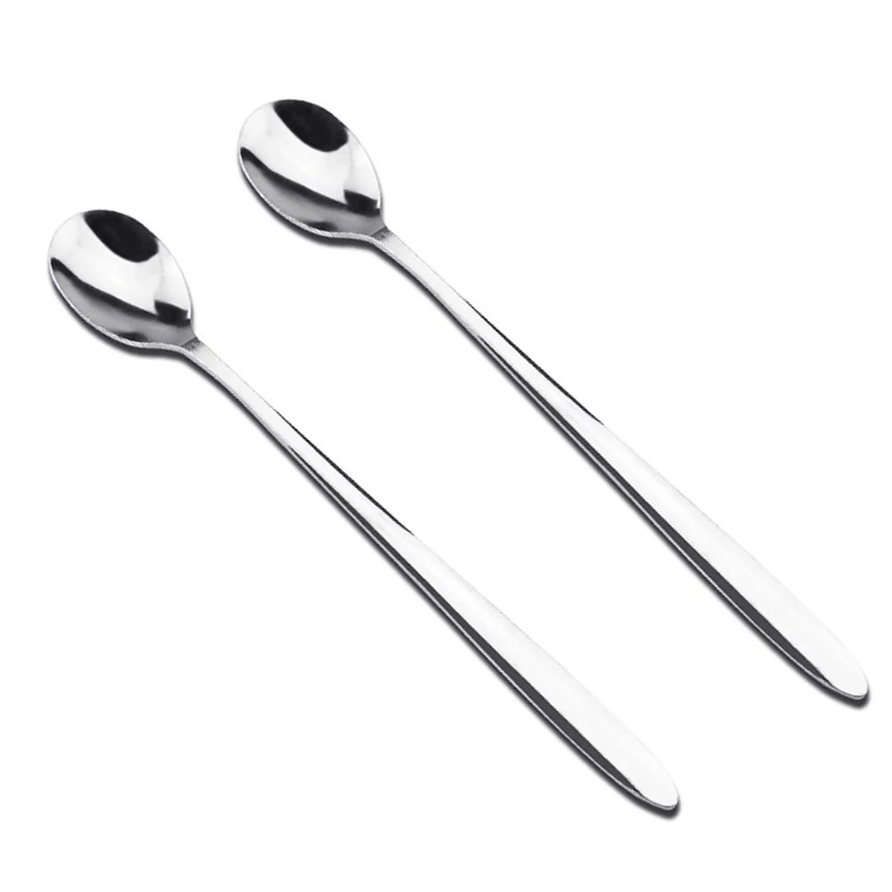 2Pcs Long Handled Stainless Steel Coffee Spoon Ice Cream Dessert Tea For Picnic Tableware Kitchen Accessories | Дом и сад