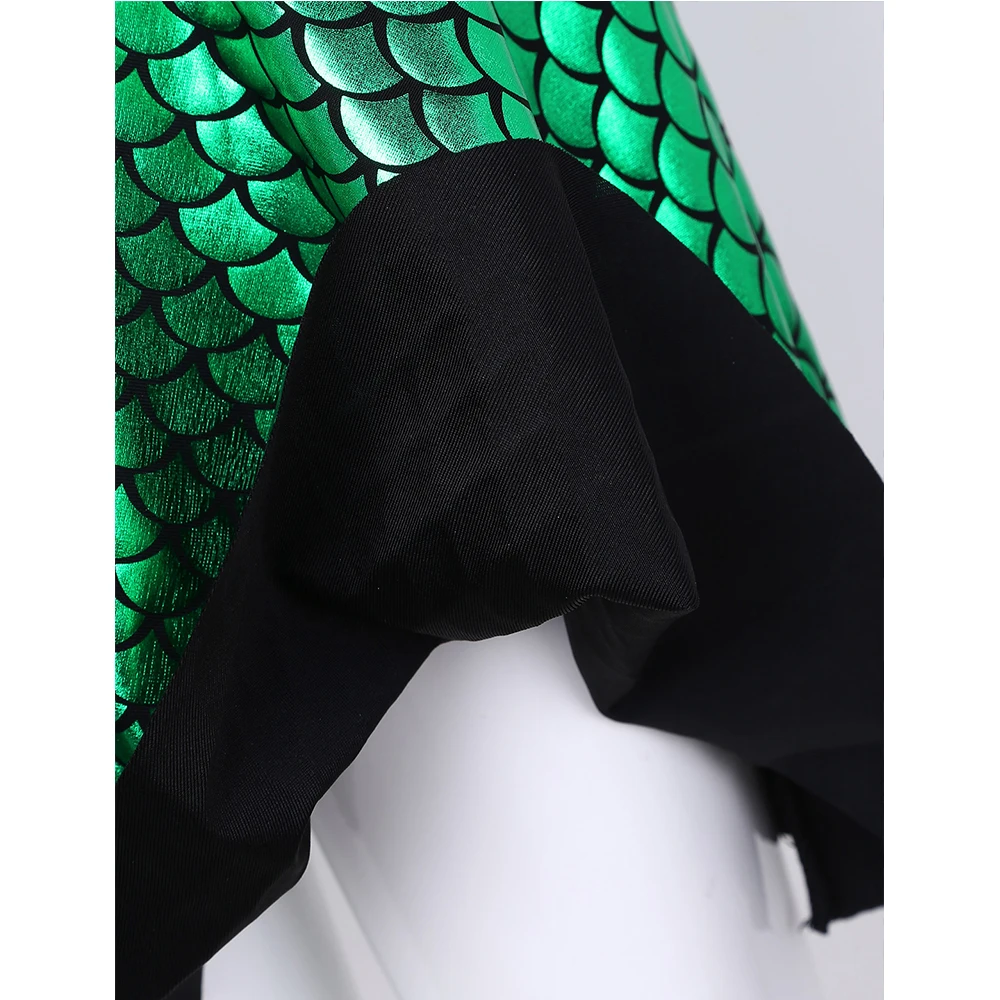 

Kids Girls Mermaid Skirts Iridescent Fish Scales Printed Twirl Skirt with Wide Elastic Waistband Halloween Party Cosplay Costume