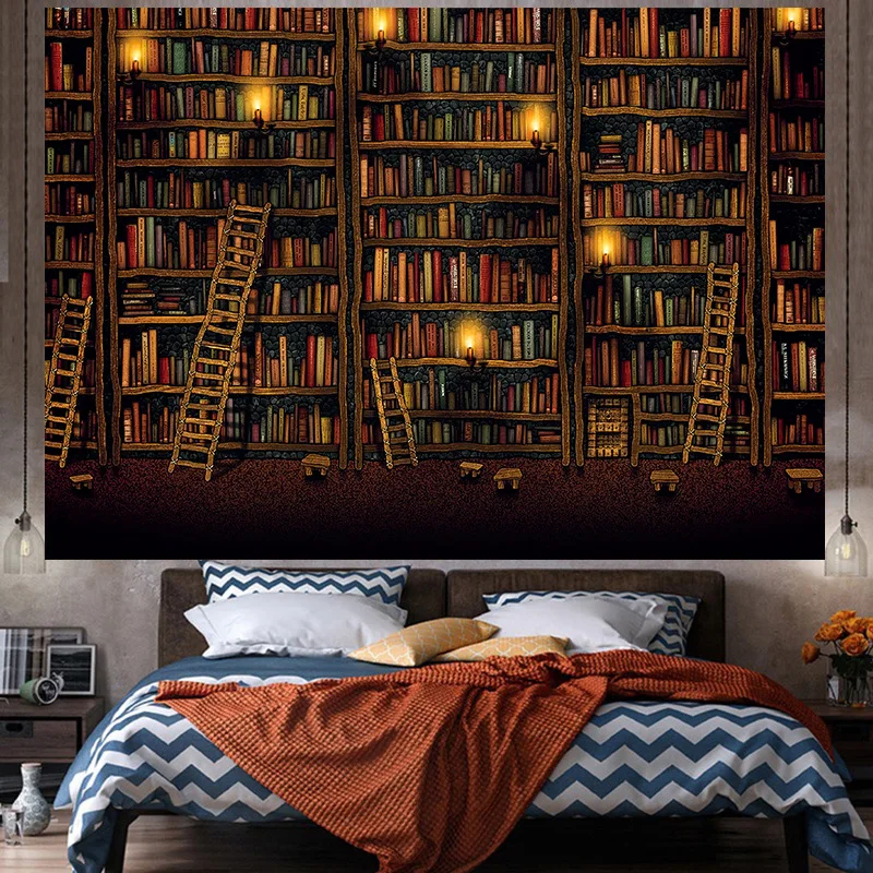 Книжная полка для библиотеки гобелен спальни Настенный Ковер украшение в