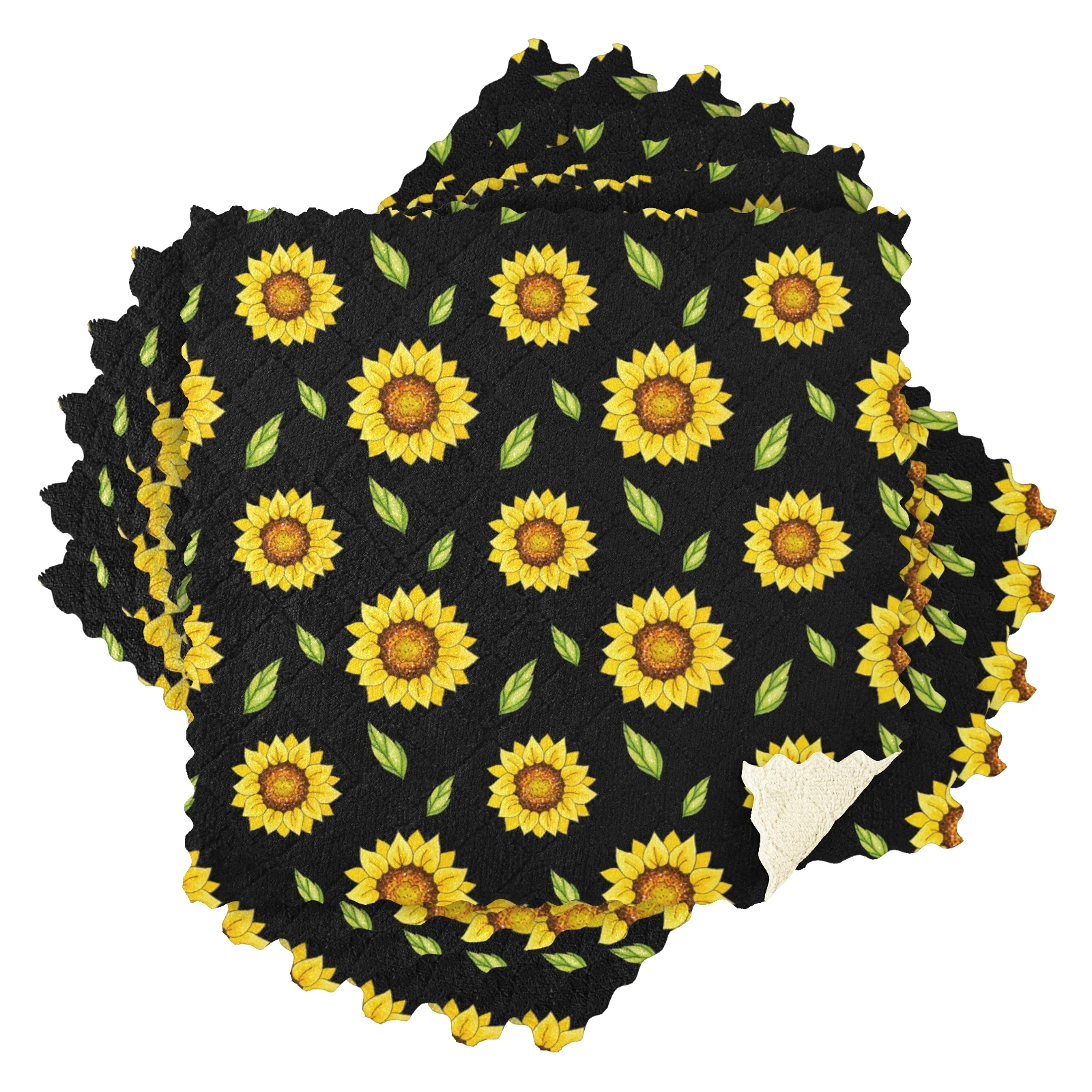 6pcs super absorbent microfiber kitchen dish cloth tableware household cleaning towel sunflower print kitchen tools gadgets free global shipping