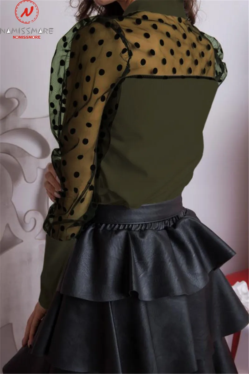 Женские модные рубашки с цветными вставками сетчатый прозрачный пуловер круглым