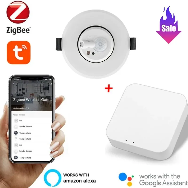 

Потолочный датчик движения Tuya ZigBee 3,0, умный датчик присутствия человека, инфракрасный датчик обнаружения, необходимый шлюз, умный дом