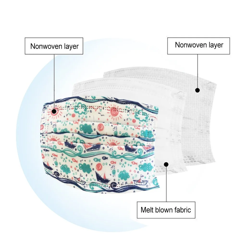 

10/20/30/50/100PCS Non-woven Disposable Face Mask Fashion Print 3 Layer Mask Children Masks Face Mask Print Mouth Mascarillas