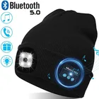 Теплая Шапочка Bluetooth 5.0 LED Hat, Беспроводная стереогарнитура, музыкальный проигрыватель с микрофоном, поддержка громкой связи, затемнение, перезаряжаемая