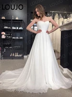 luojo beach wedding dresses 2022 sweetheart chiffon custom made backless white ivory wedding gowns princess bridal dresses