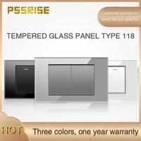 pssrise 118 wall 2gang switch electrical material tempered glass panel with fluorescent indicator g18
