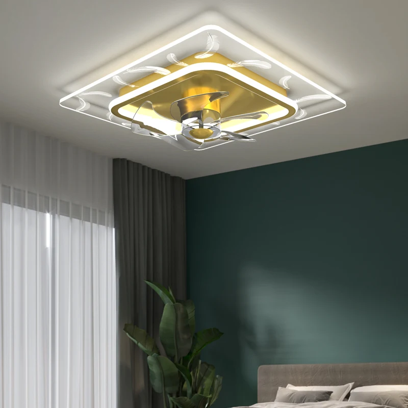 

Интерьерные светодиодные потолочные вентиляторы с подсветкой для гостиной, спальни, акриловые светодиодные потолочные лампы, светильник д...